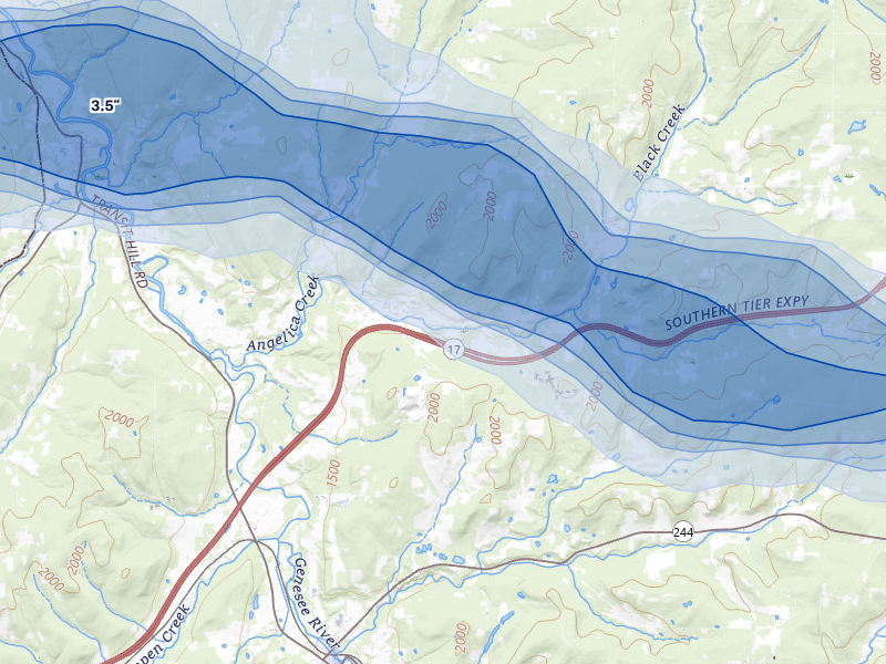NEXRAD radar-signature map of the hail storm over Angelica, NY on Mar 31, 2026