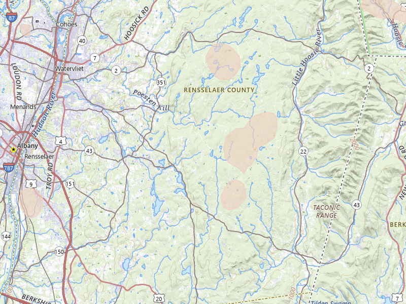Radar-estimated hail-size map of the storm over Averill Park, NY on Jul 1, 2026