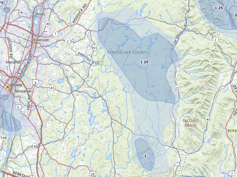 NEXRAD radar-signature map of the hail over Averill Park, NY