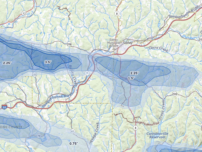NEXRAD radar-signature map of the hail storm over Bainbridge, NY on Mar 31, 2026