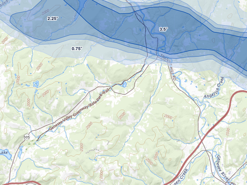 NEXRAD radar-signature map of the hail over Belfast, NY