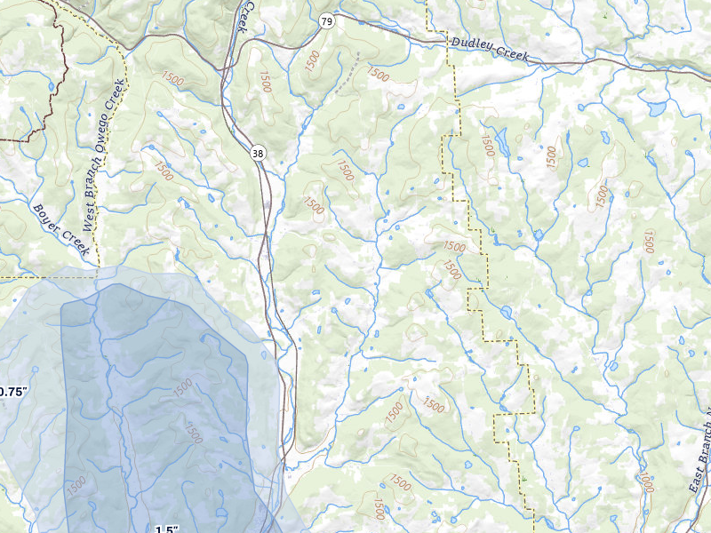 NEXRAD radar-signature map of the hail storm over Berkshire, NY on Jul 3, 2026