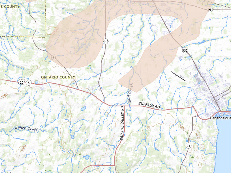 Radar-estimated hail-size map of the storm over Bloomfield, NY on Jul 18, 2026