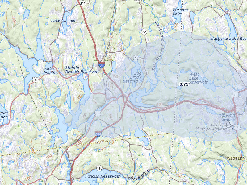 NEXRAD radar-signature map of the hail over Brewster, NY
