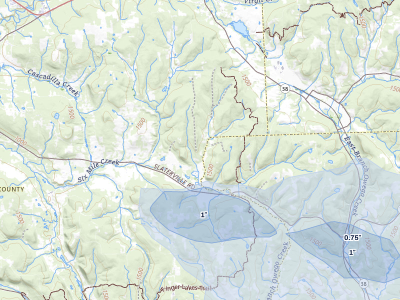 NEXRAD radar-signature map of the hail storm over Brooktondale, NY on Mar 31, 2026
