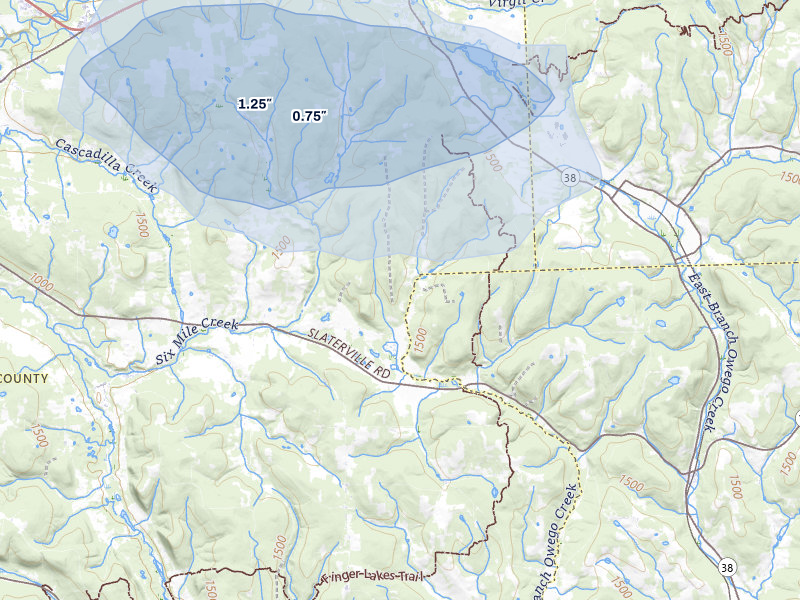 NEXRAD radar-signature map of the hail storm over Brooktondale, NY on Jul 1, 2026