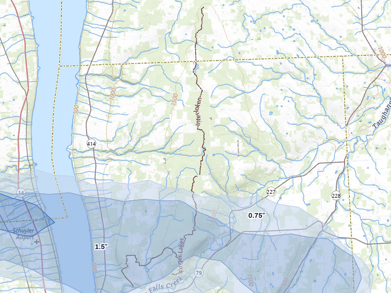 NEXRAD radar-signature map of the hail over Burdett, NY