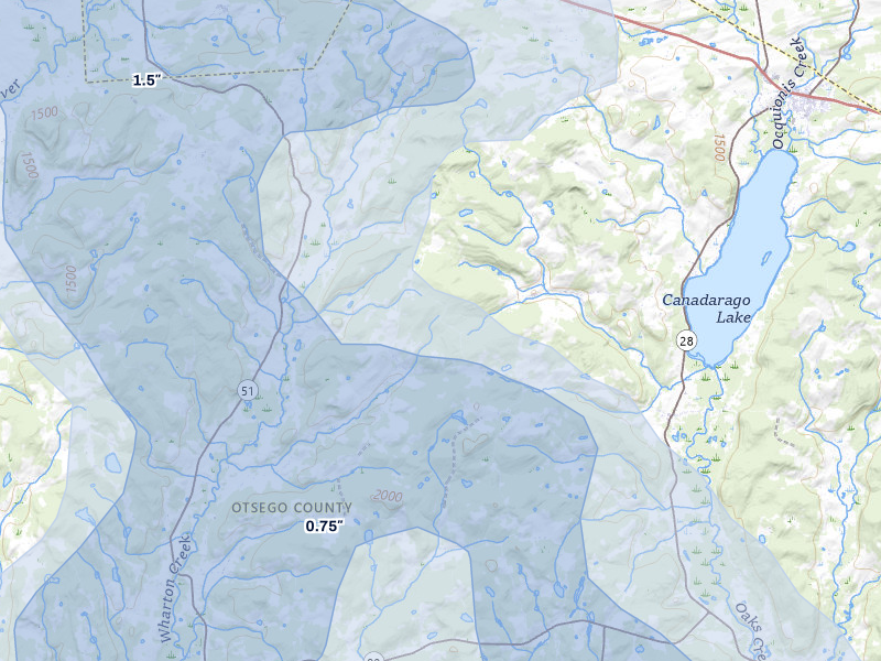 NEXRAD radar-signature map of the hail over Burlington Flats, NY