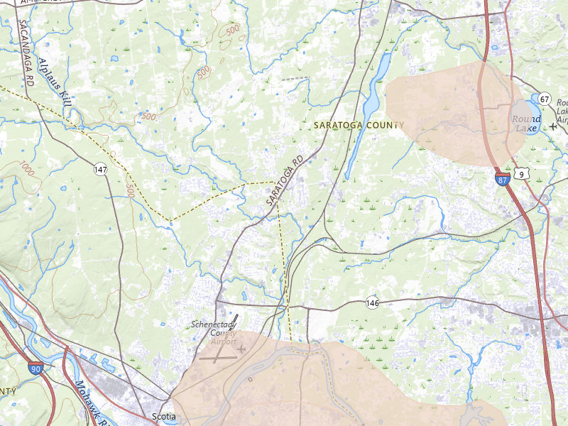 Radar-estimated hail-size map of the storm over Burnt Hills, NY on Jul 1, 2026
