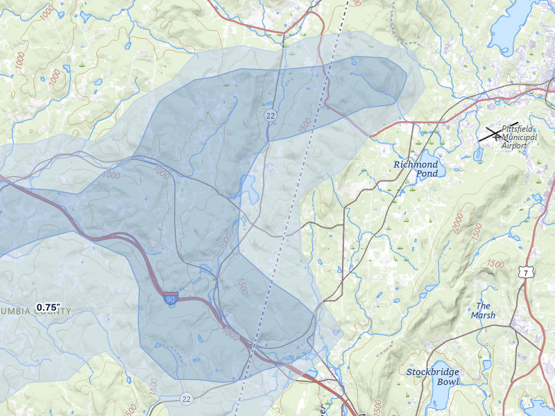 NEXRAD radar-signature map of the hail over Canaan, NY