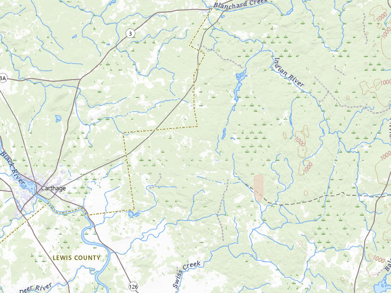 Radar-estimated hail-size map of the storm over Carthage, NY on May 8, 2026
