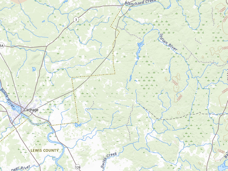 Radar-estimated hail-size map of the storm over Carthage, NY on Jul 1, 2026