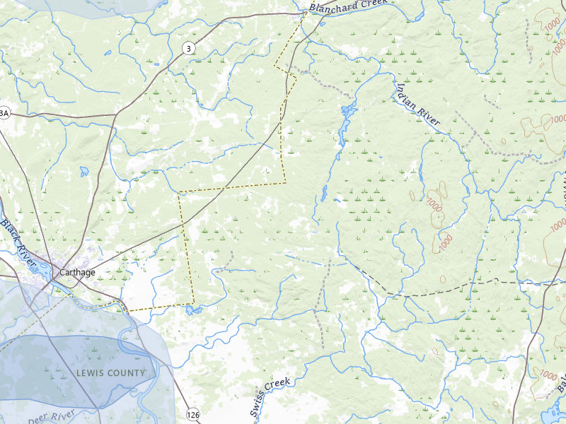 NEXRAD radar-signature map of the hail storm over Carthage, NY on Jul 1, 2026
