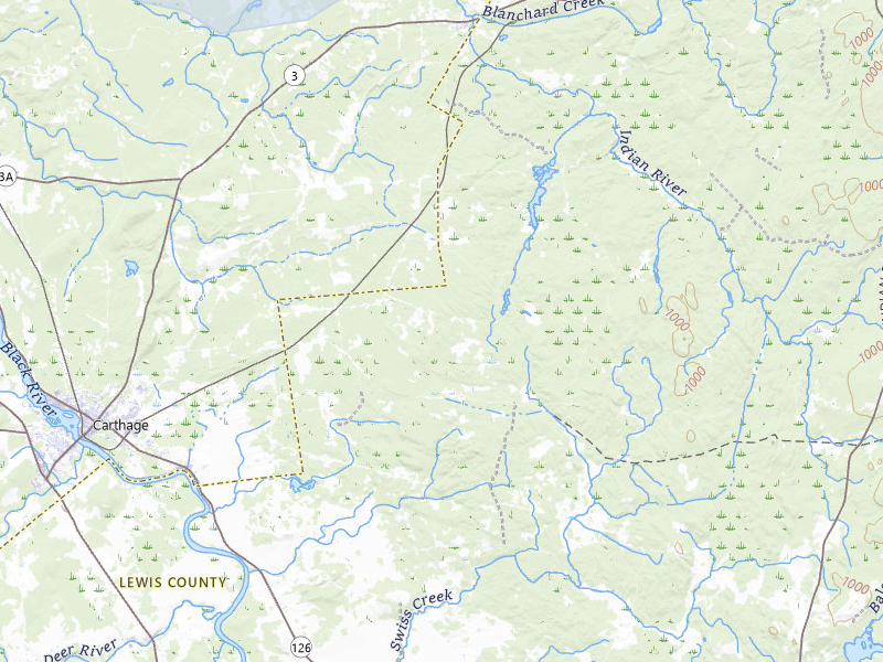 NEXRAD radar-signature map of the hail over Carthage, NY