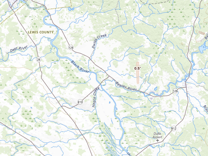 Radar-estimated hail-size map of the storm over Castorland, NY on Jan 29, 2026