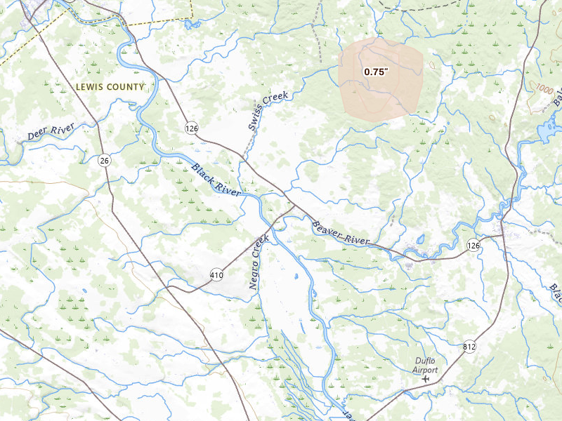 Radar-estimated hail-size map of the storm over Castorland, NY