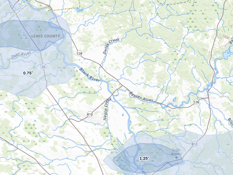 NEXRAD radar-signature map of the hail over Castorland, NY