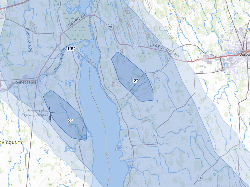 NEXRAD radar-signature map of the hail storm over Cayuga, NY on Jun 30, 2026