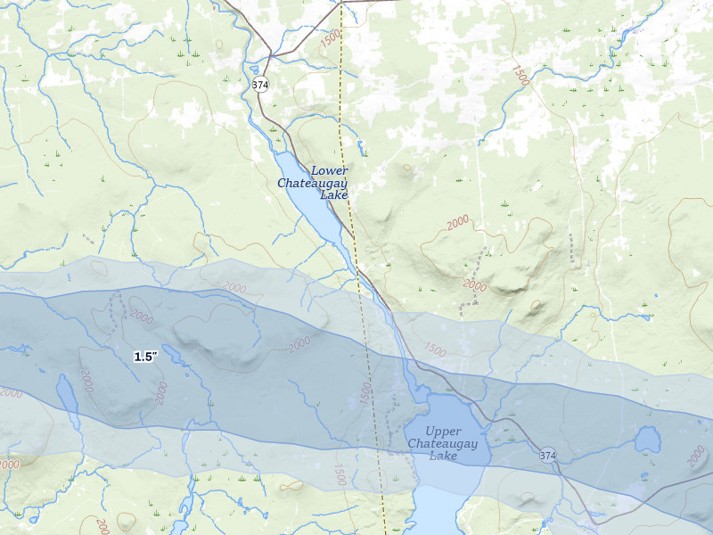 NEXRAD radar-signature map of the hail storm over Chateaugay, NY on Jul 1, 2026