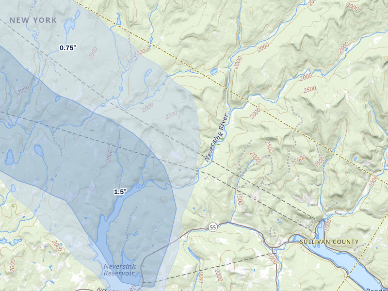 NEXRAD radar-signature map of the hail over Claryville, NY