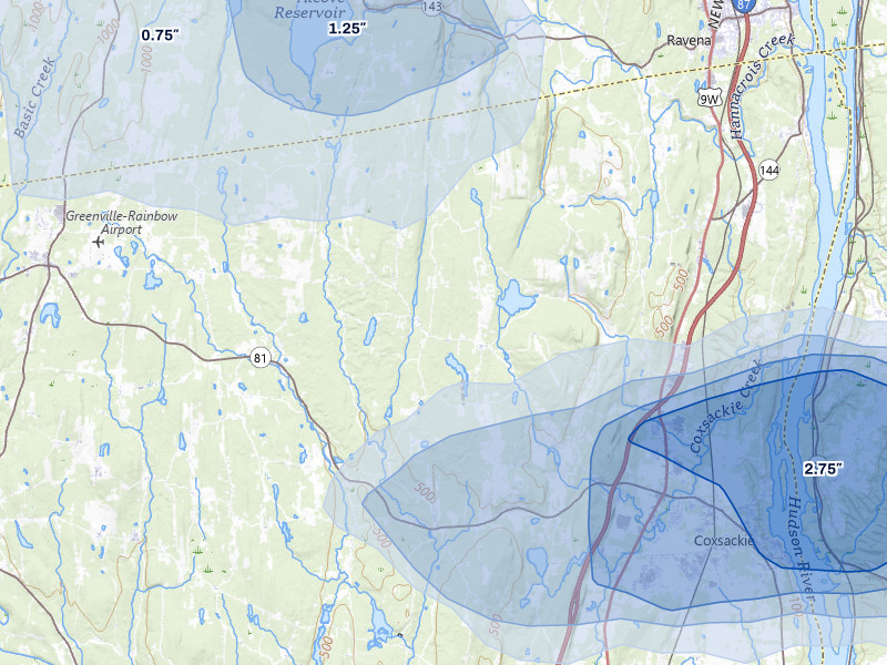 NEXRAD radar-signature map of the hail over Climax, NY
