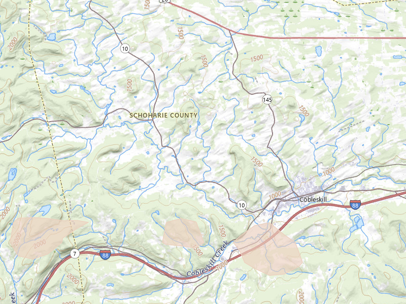 Radar-estimated hail-size map of the storm over Cobleskill, NY on Aug 27, 2026