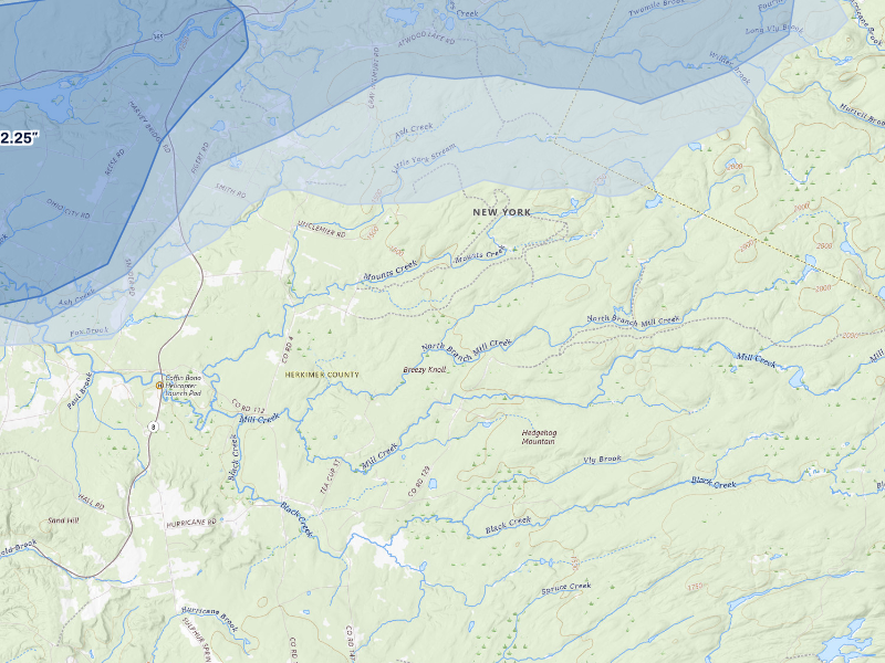 NEXRAD radar-signature map of the hail storm over Cold Brook, NY on Aug 27, 2026