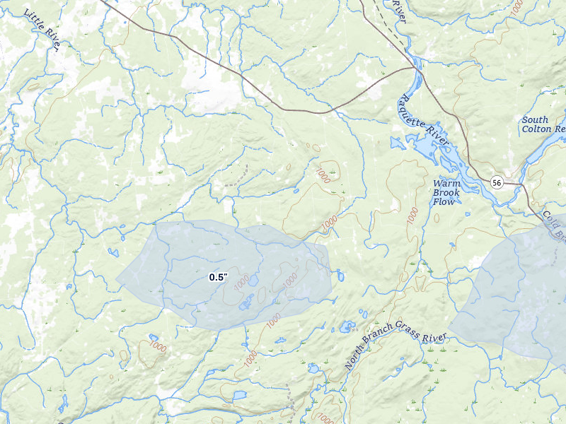 NEXRAD radar-signature map of the hail storm over Colton, NY on Jul 1, 2026