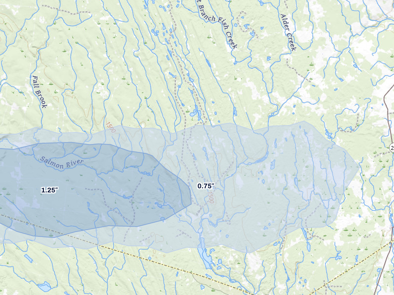 NEXRAD radar-signature map of the hail storm over Constableville, NY on Jul 1, 2026