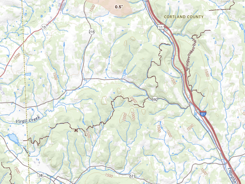 Radar-estimated hail-size map of the storm over Cortland, NY