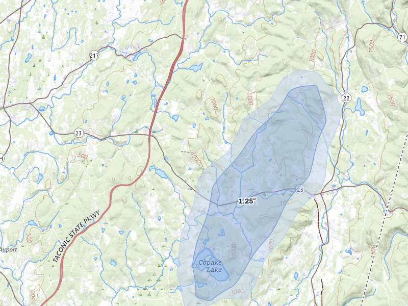 NEXRAD radar-signature map of the hail over Craryville, NY