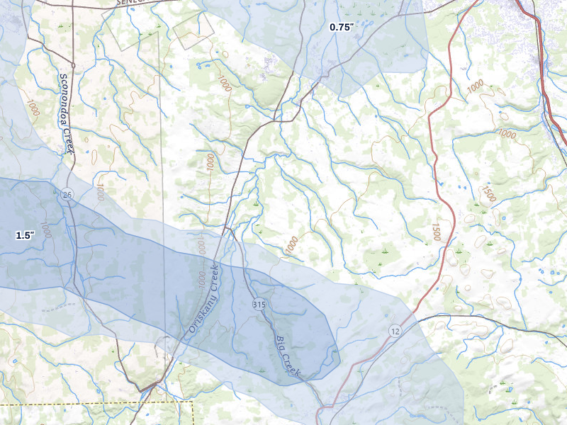 NEXRAD radar-signature map of the hail over Deansboro, NY