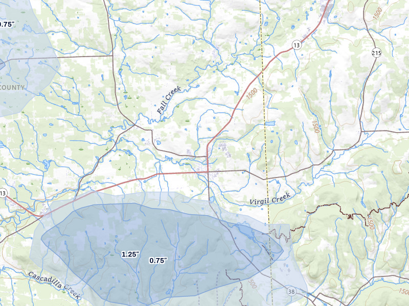 NEXRAD radar-signature map of the hail over Dryden, NY