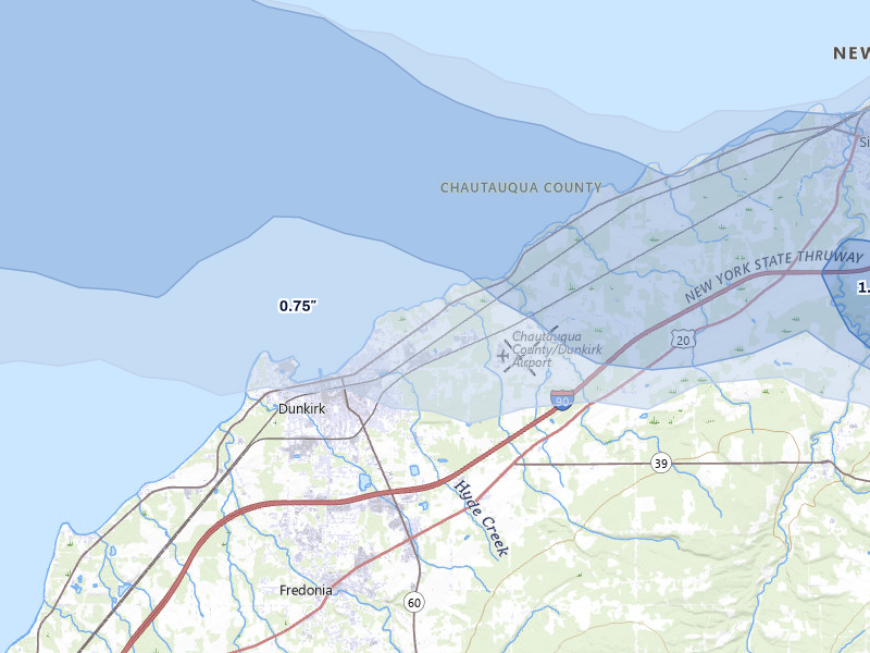 NEXRAD radar-signature map of the hail storm over Dunkirk, NY on Mar 31, 2026