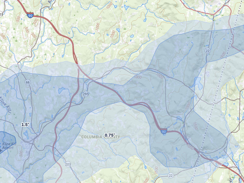 NEXRAD radar-signature map of the hail over East Chatham, NY