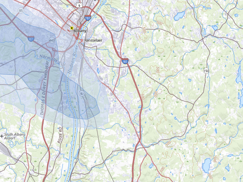 NEXRAD radar-signature map of the hail over East Greenbush, NY