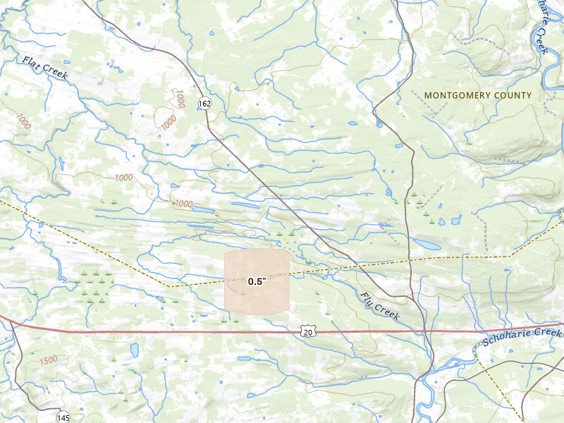 Radar-estimated hail-size map of the storm over Esperance, NY