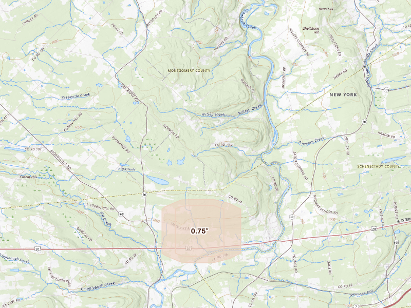 Radar-estimated hail-size map of the storm over Esperance, NY
