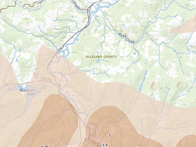 Radar-estimated hail-size map of the storm over Fillmore, NY on Mar 31, 2026