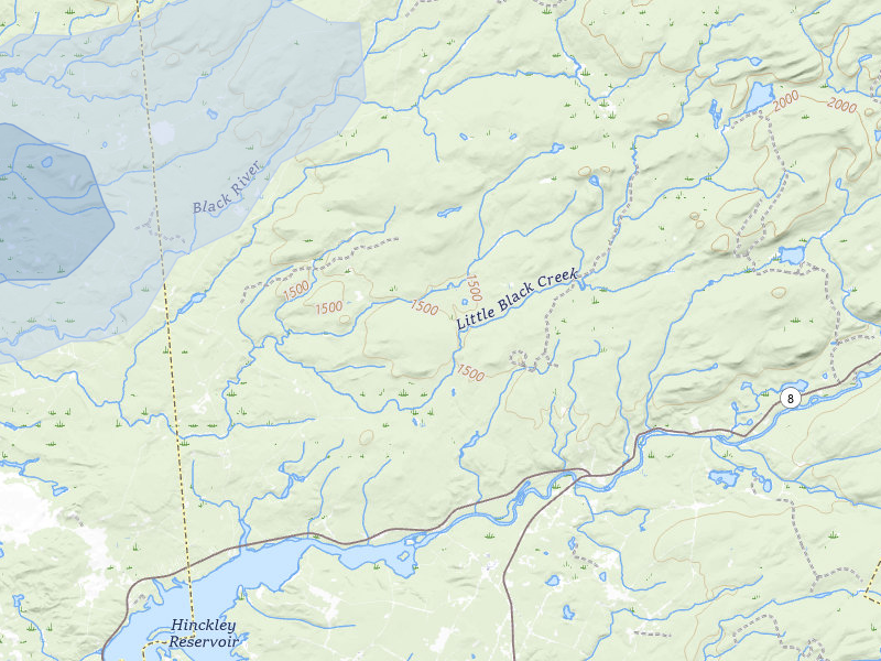 NEXRAD radar-signature map of the hail storm over Forestport, NY on Aug 8, 2026