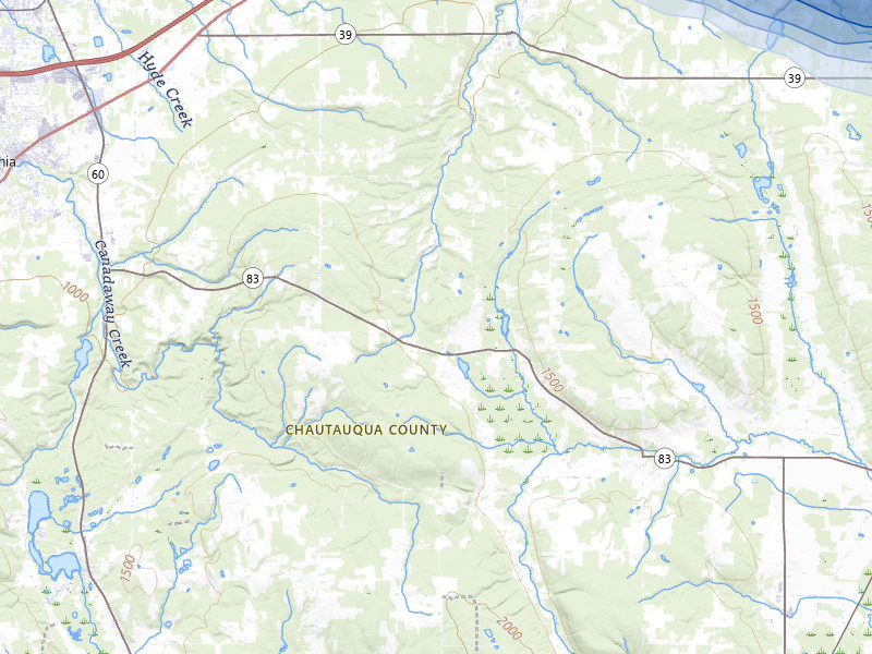 NEXRAD radar-signature map of the hail over Forestville, NY