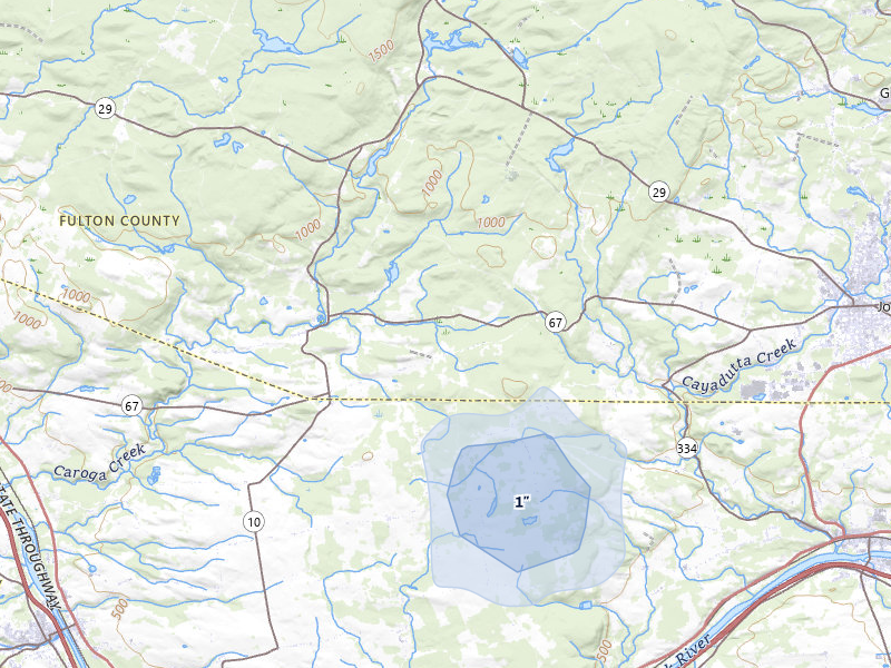NEXRAD radar-signature map of the hail over Fort Plain, NY