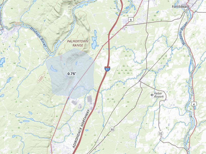 NEXRAD radar-signature map of the hail storm over Gansevoort, NY on Apr 16, 2026