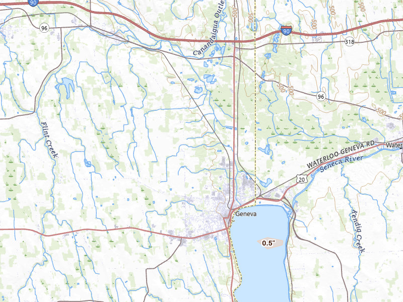 Radar-estimated hail-size map of the storm over Geneva, NY