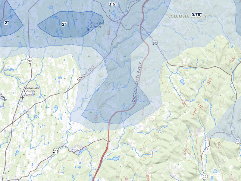 NEXRAD radar-signature map of the hail over Ghent, NY