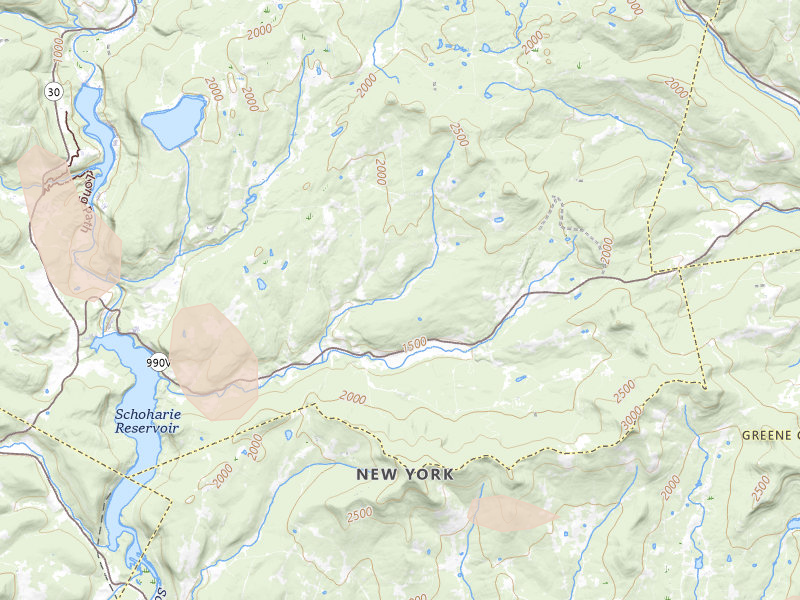 Radar-estimated hail-size map of the storm over Gilboa, NY on Jul 4, 2026