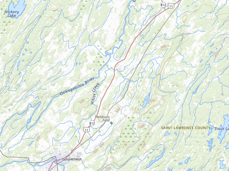 Radar-estimated hail-size map of the storm over Gouverneur, NY on Mar 7, 2026