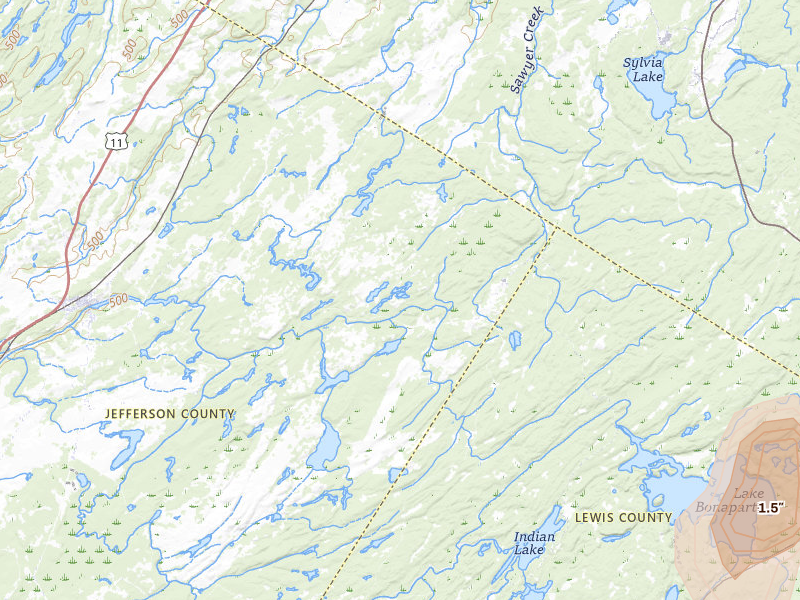Radar-estimated hail-size map of the storm over Gouverneur, NY on May 1, 2026