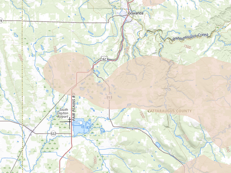 Radar-estimated hail-size map of the storm over Gowanda, NY on Sep 2, 2026