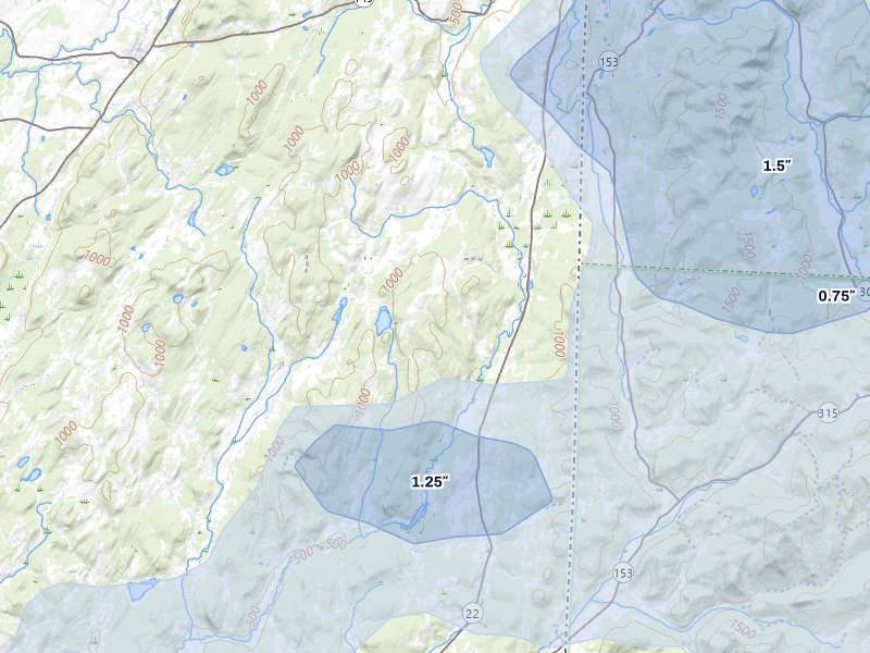 NEXRAD radar-signature map of the hail over Granville, NY